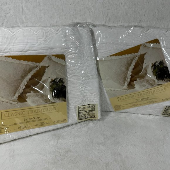 Classic Traditions by Springmaid Other - Vintage Classic Traditions by Springmaid King Sham Bright White Matelasse' Pair
